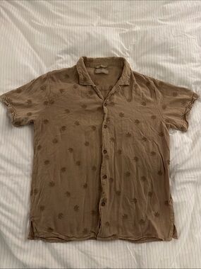 Men's Casual Short-Sleeve Button-Down Shirt — Brown